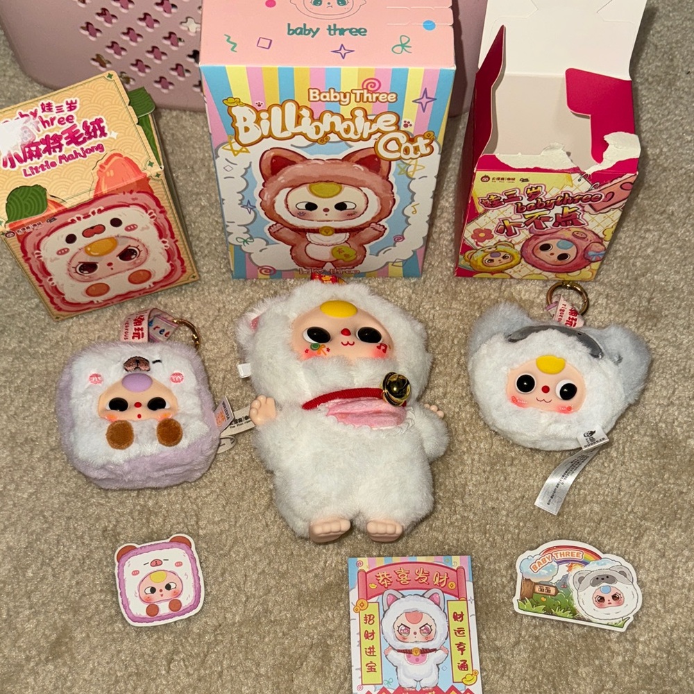 Baby Three billionaire Cat Plush and more